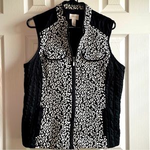 CHICO’S Black and White Cheetah Print Vest - Sz 2